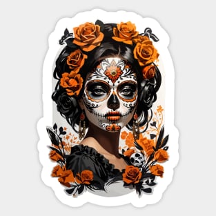 Sugar Skull girl, Dia de los Muertos Sticker